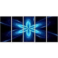 Designart PT13873-60-28-5PE Blue Glowing Space Fractal FlowerFlower Artwork on Canvas, 28'' H x 60'' W x 1'' D 5PE