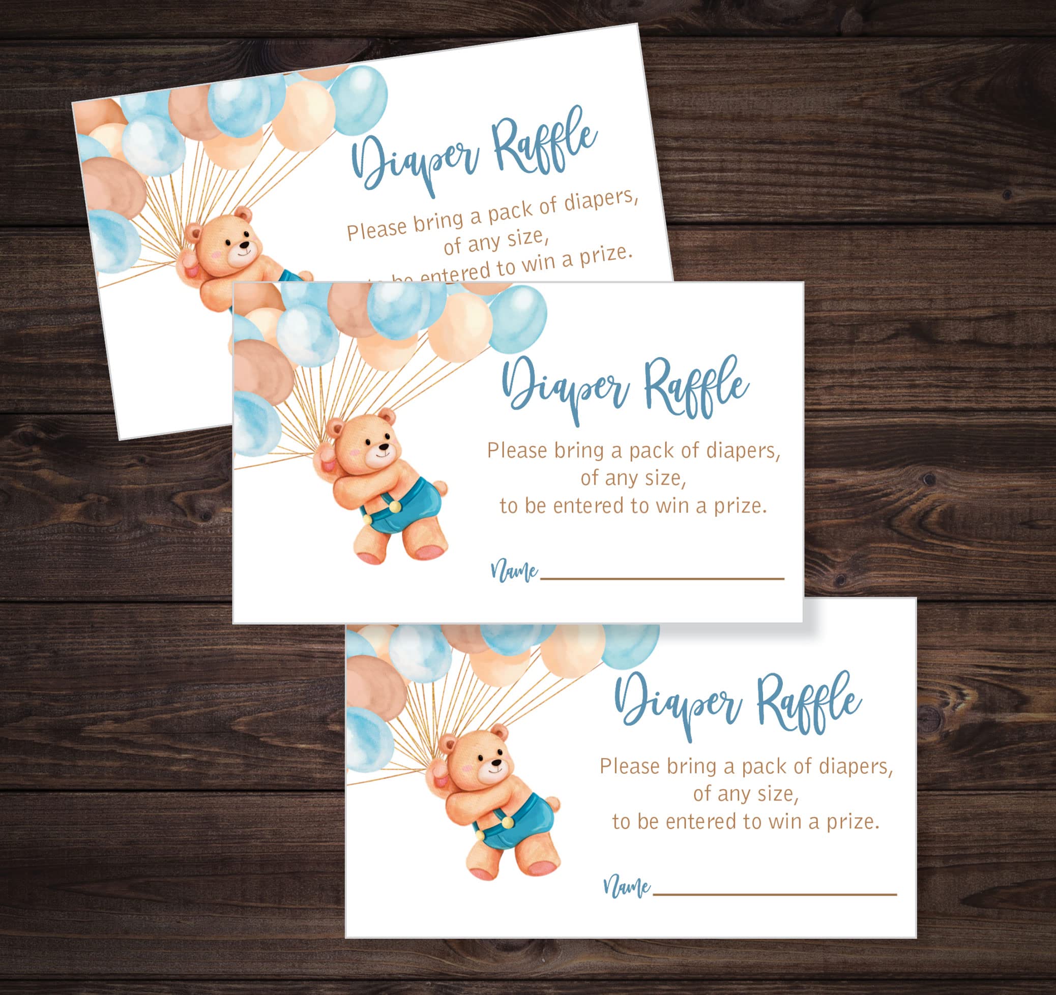 25 Teddy Bear Balloon Up Up and Away Can Bearly Wait Boy Baby Shower Invitations (Large Size 5X7 inches), Diaper Raffle Tickets, Book Request Cards with Envelopes and 50 Matching Thank You Cards Boxed