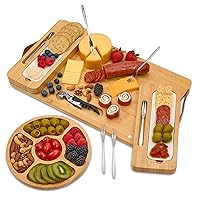 Bamboo Charcuterie Board Set with Magnetic Removable Side Boards - Housewarming, Anniversary, Birthday Gift