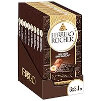 Ferrero Rocher Premium Chocolate Bars, 8 Pack, Dark Chocolate Hazelnut, 3.1 oz Each