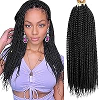 Box Braids Crochet Hair Crochet Box Braids 18 inch 144 strands Crochet Braids Pre looped Goddess Box Braid Crochet Hair Braiding Hair for Black Women (1B)