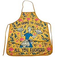 Crazy Dog T-Shirts I'm Going To Feed All You F*ckers Funny Cooking Food Graphic Kitchen Accessories Funny Graphic Kitchenwear Funny Food Novelty Cookware Yellow Apron