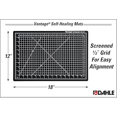 Dahle - 10671-12580 Vantage 10671 Self-Healing Cutting Mat, 12x18, 1/2  Grid, 5 Layers for Max Healing, Perfect for Crafts & Sewing, Black Black  12 x 18