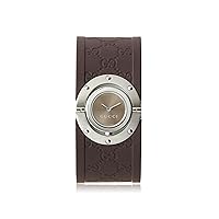 GUCCI Women's YA112421 112 Twirl Collection Brown Rubber Bangle Watch