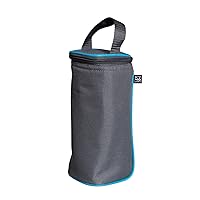 J.L. Childress Breastmilk Cooler Bag - Ice Pack Included - Insulated & Leak Proof Newborn Bottle Bag - Fits 1-2 Bottles - Bottle Bag for Daycare - Breastmilk Cooler Bag for Travel - Grey/Teal