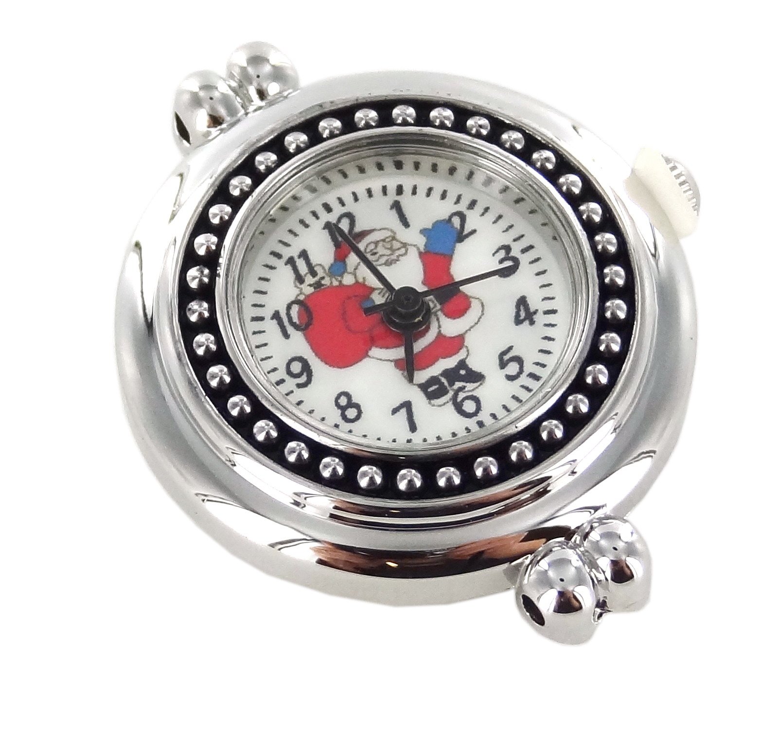Linpeng Interchangeable Jewelry Quartz Santa Claus-Size 1”-Silver & Black Watch Face, 1