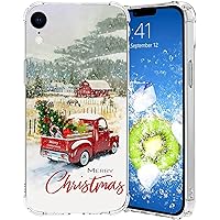 KOAIWPAE Christmas Case for iPhone XR, Christmas Tree Red Truck Pattern Clear Phone Case for Women Teens Girls, Four Corner Shockproof Fit Protective Case Designed for iPhone XR 6.1