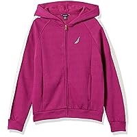 Nautica Girls' Logo Sweatshirt, Fleece Hoodie With Full-zip Front & Pockets