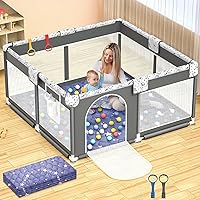 Baby Playpen with Play Mat, Large Playpen for Babies with Gate, Indoor & Outdoor Baby Fence, Anti-Fall Play Yard with Soft Breathable Mesh, Kids Activity Center (50x50”)(White)