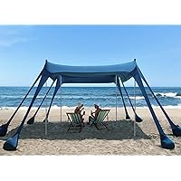 Beach Tent, UPF50+ Protection Sun Shelter with 8 Sandbags, 10 x 10ft, Includes Sand Shovel, Ground Pegs & Stability Poles, Outdoor Beach Canopy Pop Up Sunshade for Camping, Fishing, or Picnics