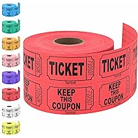 Tacticai 500 Raffle Tickets, Red (8 Color Selection), Double Roll, Ticket for Events, Entry, Class Reward, Fundraiser & Prizes