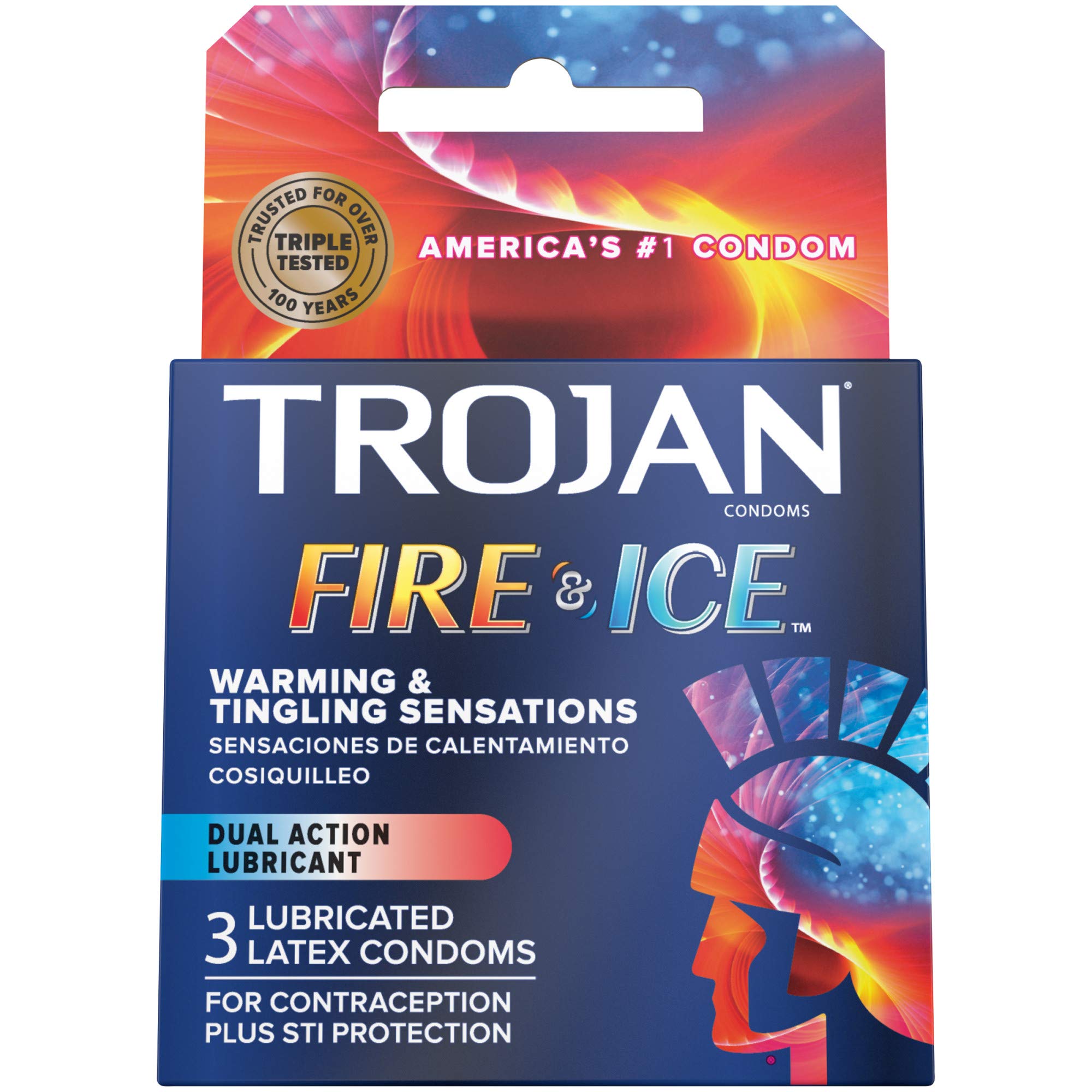 TROJAN Fire & Ice Dual Action Condoms, 3 Count