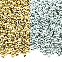 3000 Pieces 3mm Spacer Beads Smooth Small Round Beads Ball Beads Seamless Smooth Loose Beads for Jewelry Making Bracelets Necklaces Earrings DIY Crafts (Gold/Silver)