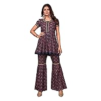 Indian Kurti for Womens With Pant | Foil Print Kurta Partywear Kurtis For Women Tunic Set