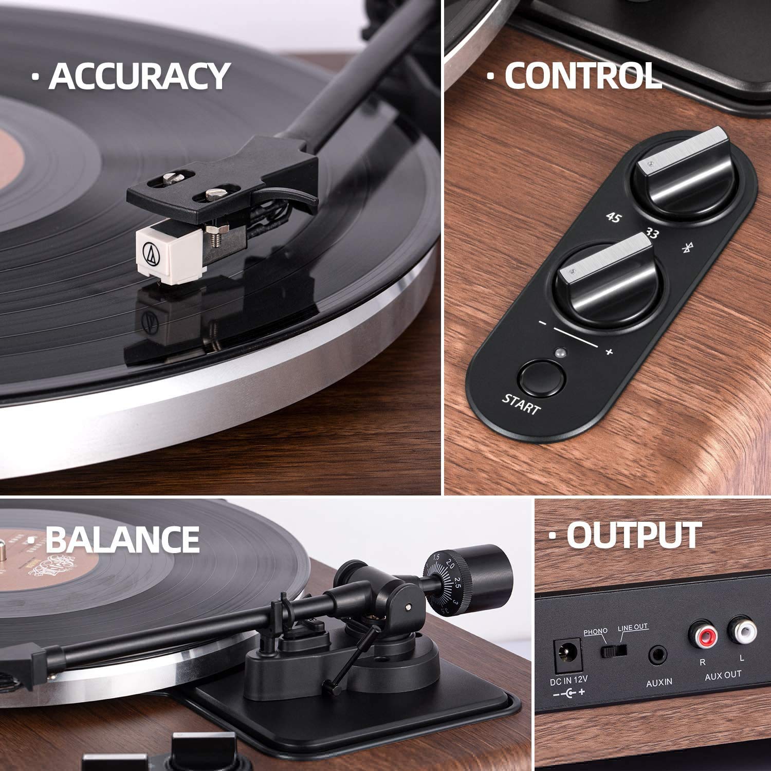 Buy 1 by ONE High Fidelity Belt Drive Turntable with Built-in