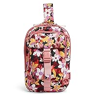 Vera Bradley Women's Cotton Utility Sling Backpack, Rosa Floral - Recycled Cotton, One Size