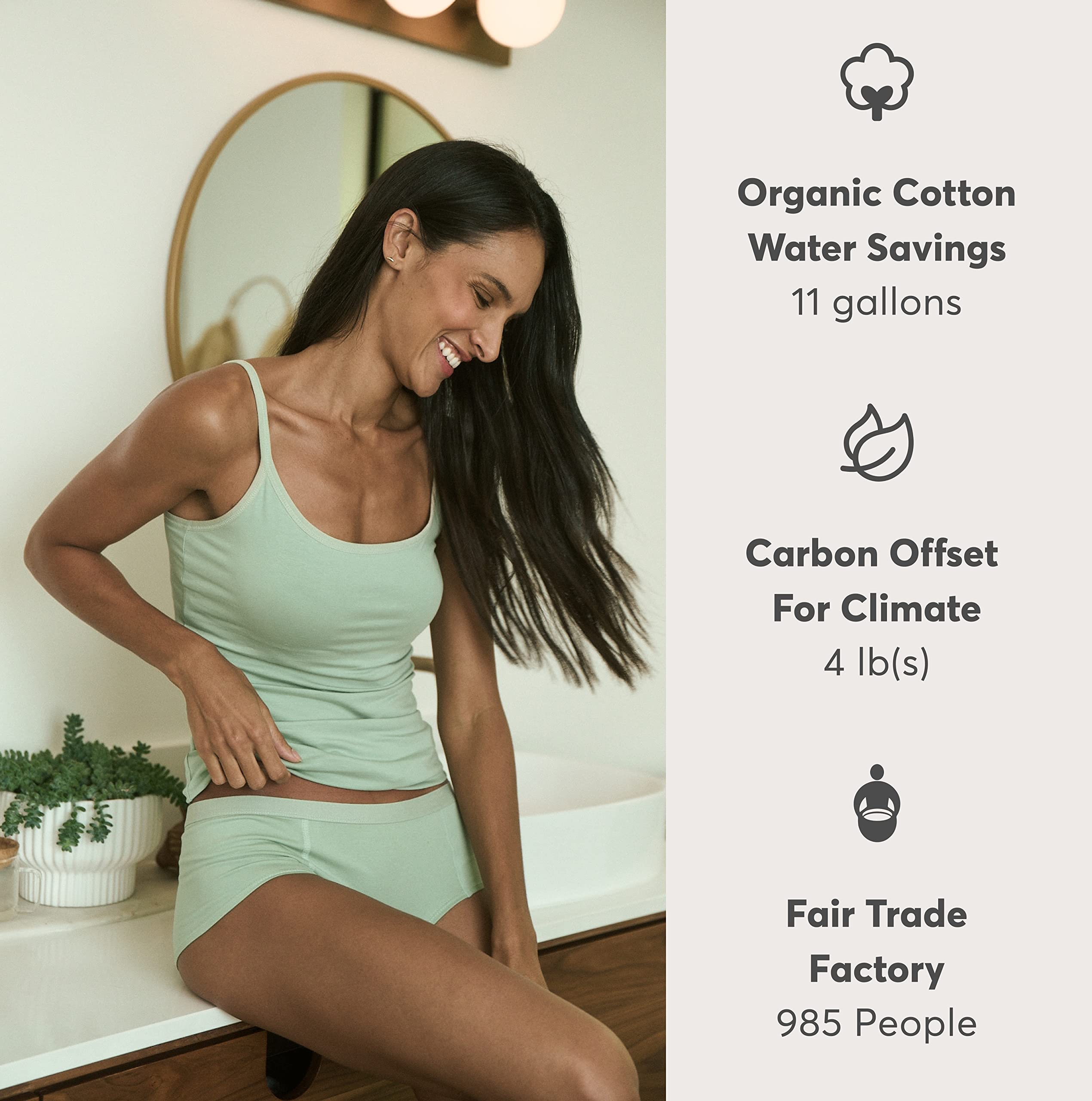 Pact Women's Organic Cotton Camisole with Shelf Bra, Heather Grey