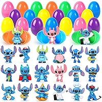 18Pcs Filled Easter Eggs with Figures Toys Inside - Prefilled Easter Basket Stuffers Action Figurine Set Surprise Gift for Boys Girls, Easter Egg Hunt, Party Favors, Classroom Prizes