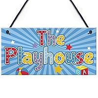Child's Playhouse Hanging Plaque Gift for Daughter Son Kids Room Playroom Bedroom Girls Boys Door Wall Fun Sign