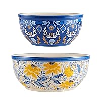 Fitz and Floyd Madeline Mixing Serving Bowl, Set of 2, 7.75-inch and 8.75-inch, Multicolor