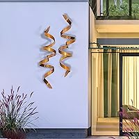 Abstract Metal Wall Art - Copper Wall Twist Set of Two 44 x 10 x 10 Inches - Modern Luxury Metal Wall Decor for Bedroom Living Room Office - Large Elegant Contemporary Metal Sculpture by Jon Allen