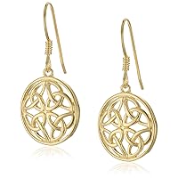 Amazon Collection Sterling Silver Celtic Knot Round Drop Wire Earrings