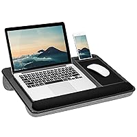 Home Office Pro Lap Desk with Wrist Rest, Mouse Pad, and Phone Holder - Black Carbon - Fits up to 15.6 Inch Laptops - Style No. 91598