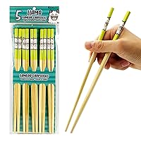 Llama Bamboo Chopsticks Set-5 Pairs of Adorably Cute Reusable Chop-Sticks-Easy Grip, Lightweight, Durable, 9.25 Inches, Green
