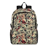 ALAZA Grunge Bloody Skulls Lightweight Packable Foldable Travel Backpack