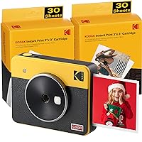 Kodak Mini Shot 3 Retro (60 Sheets) 3x3 2-in-1 Instant Camera & Photo Printer, Compatible with iOS, Android & Bluetooth, Real Photo HD, 4PASS Technology & Laminated Finish – Yellow