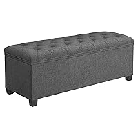 SONGMICS Storage Ottoman Bench, Bench with Storage, for Entryway, Bedroom, Living Room, Dark Gray ULSF088G01