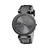 Gucci Stainless Steel Watch with Black Leather Women's Band(Model:YA133302)