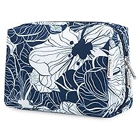 Large Makeup Bag Zipper Pouch Travel Cosmetic Organizer for Women (Large, Blue Lotus-5088)