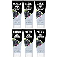 Pond's Face Cleanser - Pure Detox, Facial Foam, Activated Charcoal Face Wash with Skin-Brightening Niacinamide, Moringa Extract, and Green Tea for Deep Cleansing, Glowing Skin, 1.7 Oz (Pack of 6)