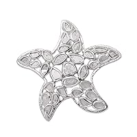 1.10 CTW Natural Diamond Polki Starfish Pendant 925 Sterling Silver Platinum Plated Slice Diamond Jewelry