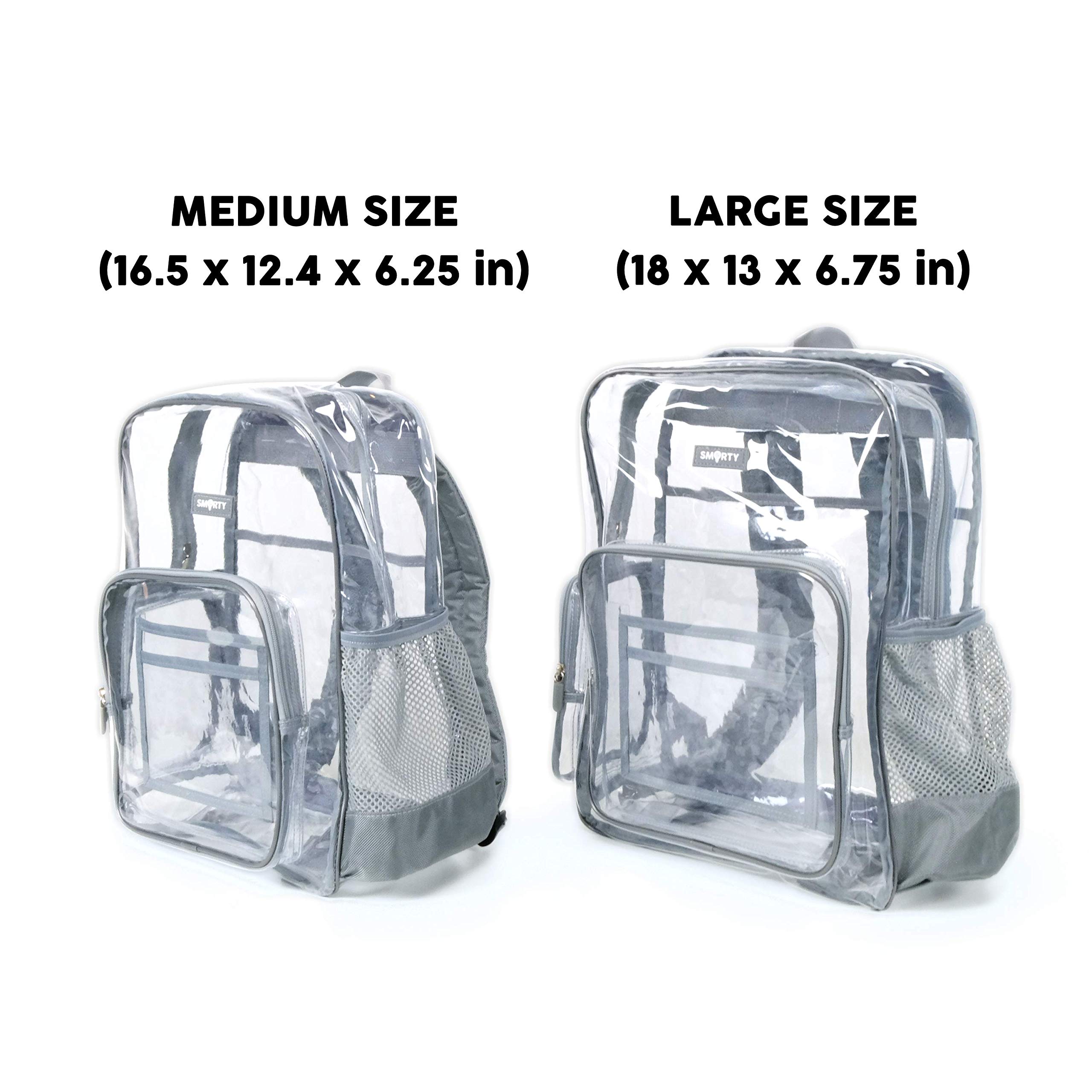 SMARTY Heavy Duty Clear Backpack V6 Durable Transparent See Through Bag (Medium, Gray)