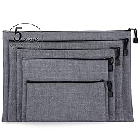 5 Pack Canvas Zipper Tool Bag Set - 5 Sizes B4 A4 B5 A5 B6, Heavy Duty Waterproof Multipurpose Utility Multi Tool Storage Pouch Case for Organizing & Sorting Household Tools, Spare Parts (Gray)