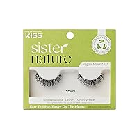 KISS Sister Nature Vegan, False Eyelashes, Storm', 12 mm, Includes 1 Pair Of Lash, Contact Lens Friendly, Easy to Apply, Reusable Strip Lashes