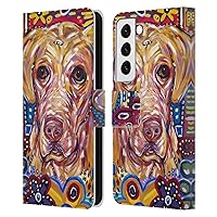 Head Case Designs Officially Licensed Mad Dog Art Gallery Yellow Dogs Leather Book Wallet Case Cover Compatible with Samsung Galaxy S22 5G