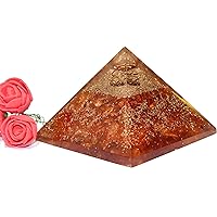 Orgonite Pyramid - Carnelian Orgonite Size - 3-3.5 inch Natural Chakra Balancing Healing Crystal Stone