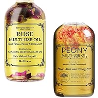 Rose Multi-Use Oil for Face, Body and Hair - Organic Blend of Apricot, Vitamin E - Body and Hair - Organic Blend of Apricot, Vitamin E and Sweet Almond Oil Moisturizer for Dry Skin