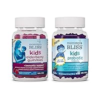 Kids Elderberry Gummies 60 Count (Pack of 1), and Kids Probiotic + Prebiotic Gummies 45 Count (Pack of 1), Support Kids Immunity and Healthy Digestion
