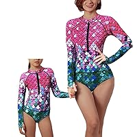 Women and Girls Matching Swimsuit: Long Sleeve One Piece Rash Guard Bathing Suit UPF 50+ (Please Order Separately)