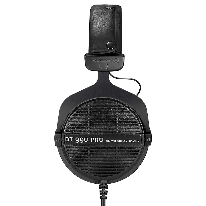wired Renewed beyerdynamic DT 990 PRO Over-Ear Studio Headphones in black Open construction 