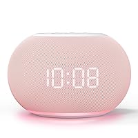 Reacher Auto Dimmable Sound Machine Alarm Clock with Night Lights, 20 Soothing Sounds, Sleep Timer, Precise Volume Control, Cute White Noise Soother for Girls, Kids, Bedrooms, Office
