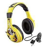 Pokemon Pikachu Wired Kids Headphones, Adjustable, Stereo Sound, 3.5Mm Jack, Tangle-Free, Volume Control, Children's Headband On Ear for School Home, Travel