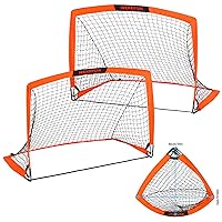 Poray 2.5FT Soccer Training Net Soccer Goal for Kid Easy-up Set of Two Portable 210D Oxford with 8 Field Marker Cones Extra Stakes Fun for Backyard and Soccer Training 