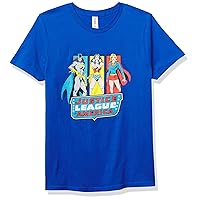 Warner Brothers Justice League Wonder Women Boy's Premium Solid Crew Tee, Royal Blue, Youth Large