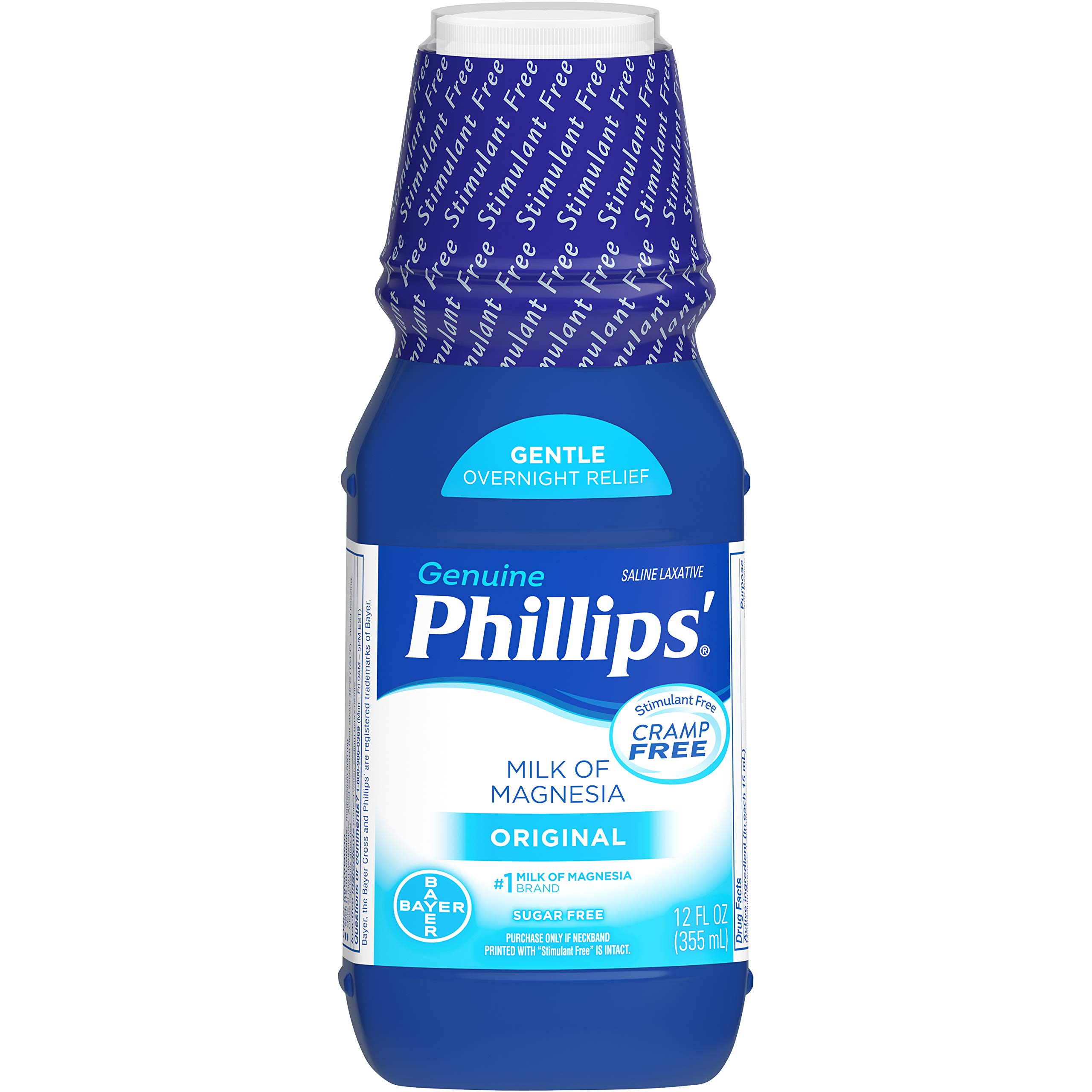 Phillips' Milk of Magnesia Liquid Laxative, 12 oz, Cramp Free & Gentle Overnight Relief Of Occasional Constipation, #1 Milk of Magnesia Brand