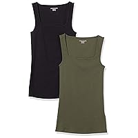 Amazon Essentials Women's Slim Fit Square Neck Tank, Pack of 2